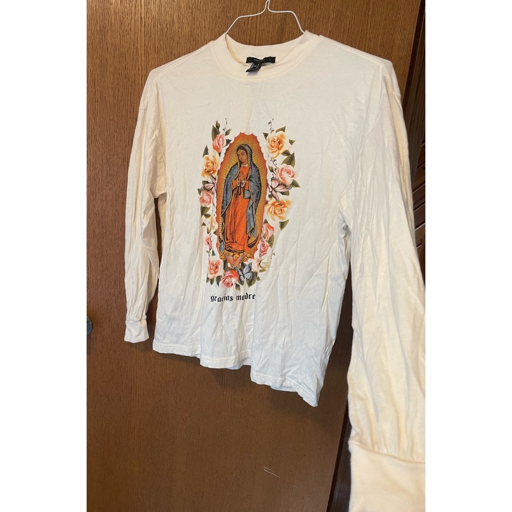 Forever 21 Gracias Madre Mother Mary Cream Long Sleeve Graphic T-shirt - Size S